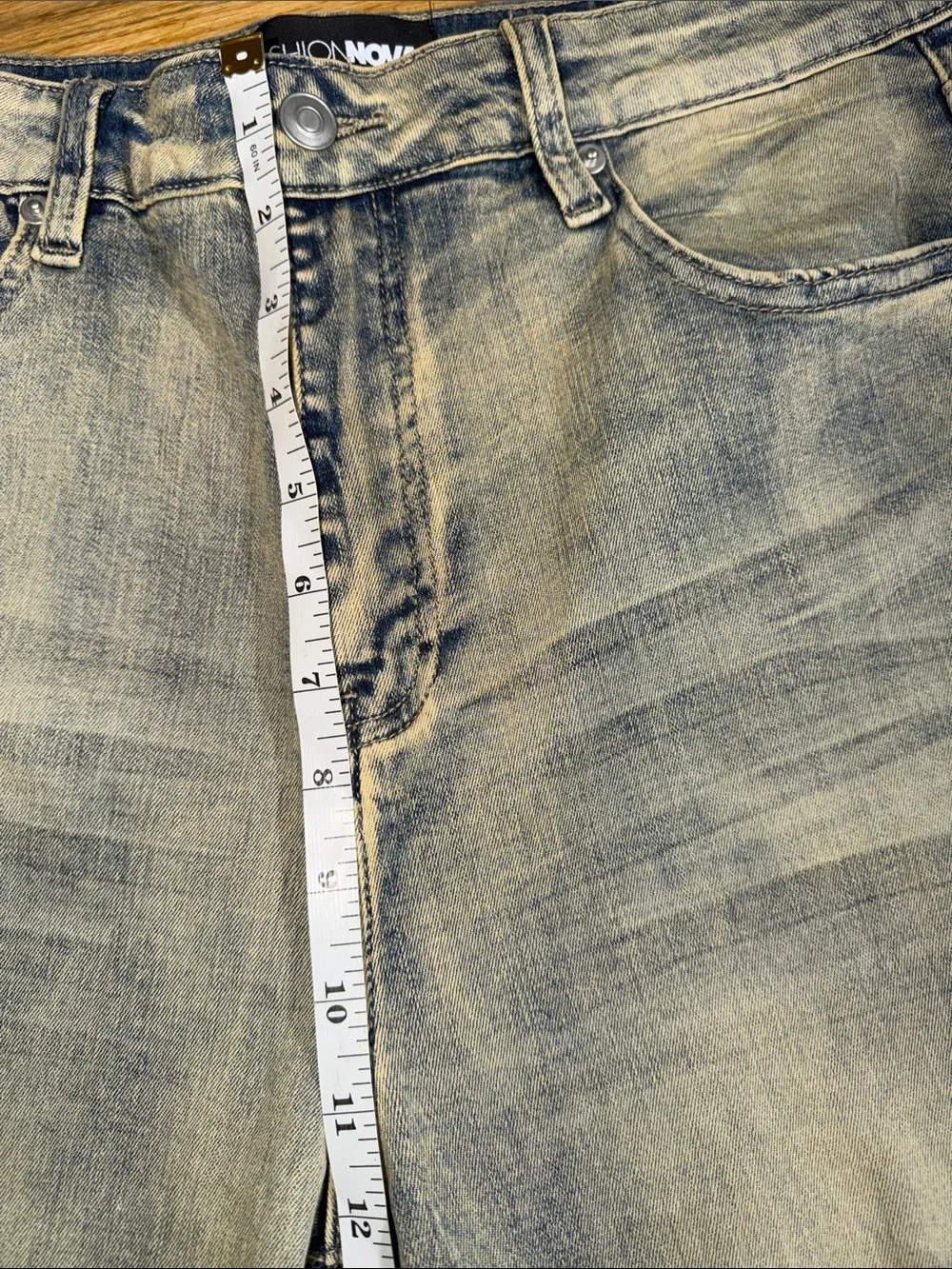 Fashion Nova Block List Distressed High Rise Bootcut Stacked Jeans Vintage Wash - Picture 7 of 11
